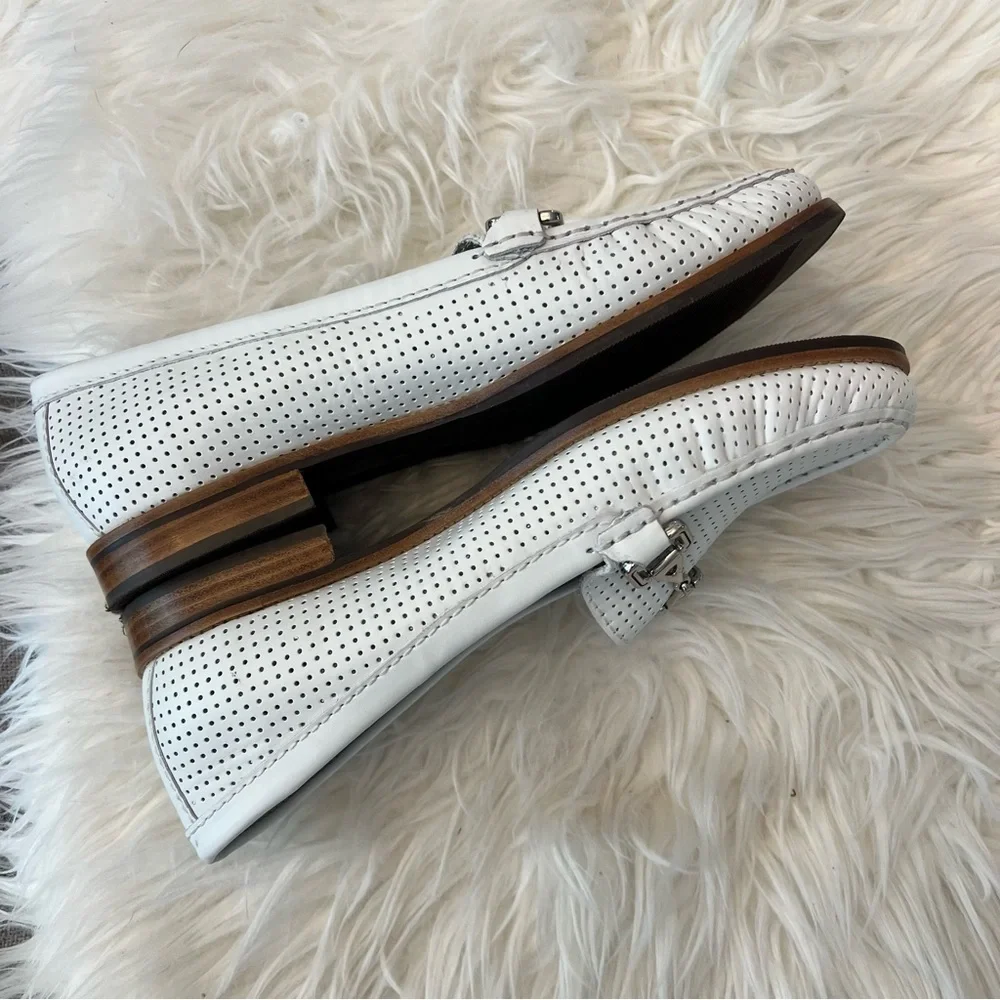 Women's White Loafers with Silver Accents - Picture 5 of 9